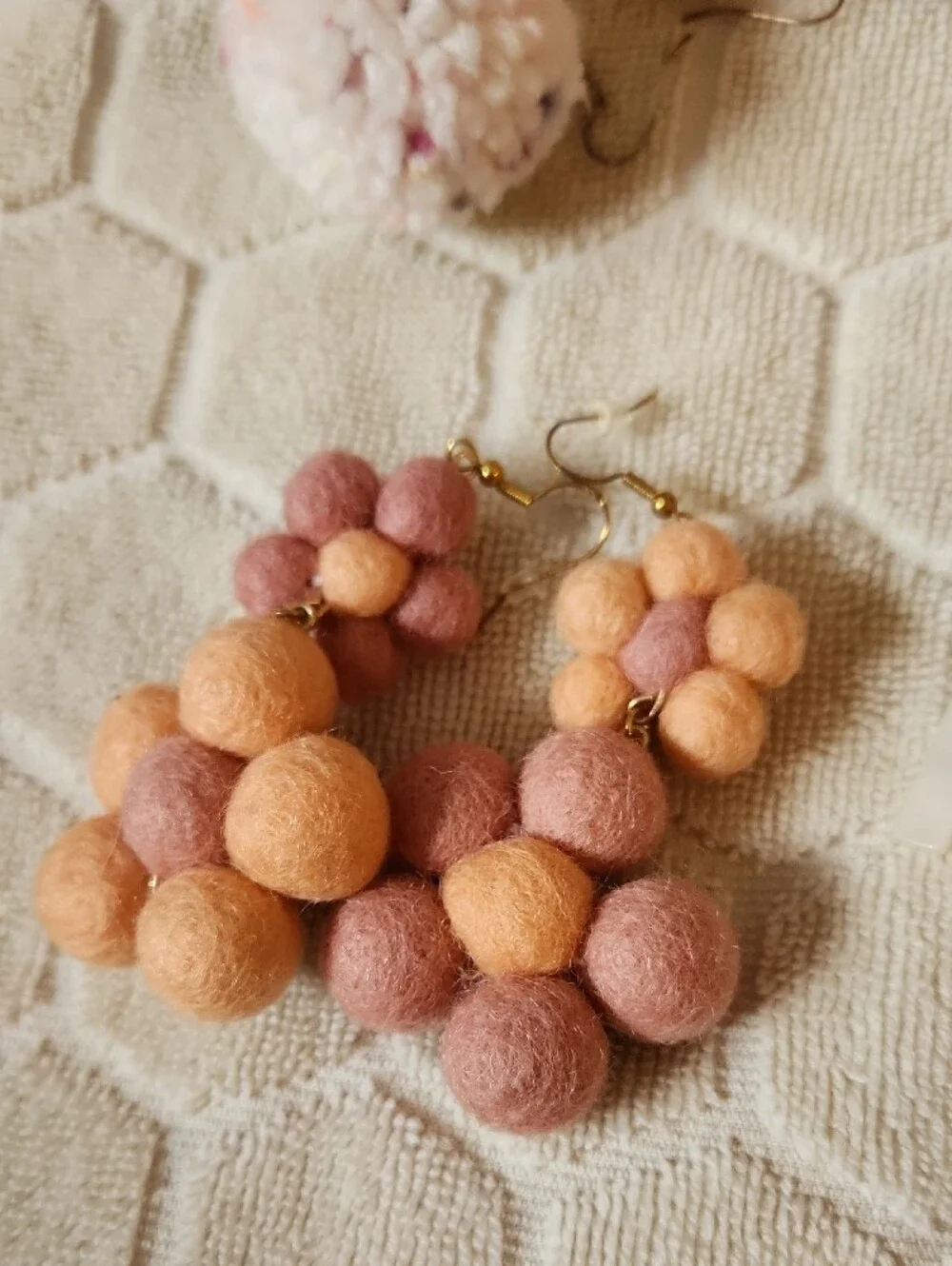 Pom Pom And Felt Earring Lot- 4 Pieces